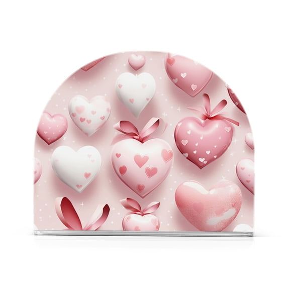 Valentine's Day Hearts Balloons Napkin Holder for Table Clear Napkin Stand Paper Holder Acrylic Organizer Dispenser Napkins for Dinner Kitchen Restaurant Room