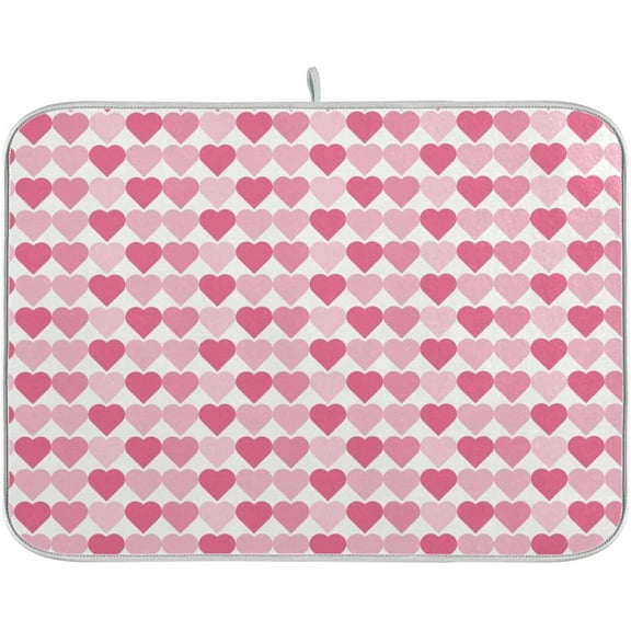 Valentine''s Day Hearts Dish Drying Mat for Kitchen, Microfiber Absorbent Dish Draining Mat, Large Kitchen Drying Mats Heat Resistant Drying Pad for Counter 18x24
