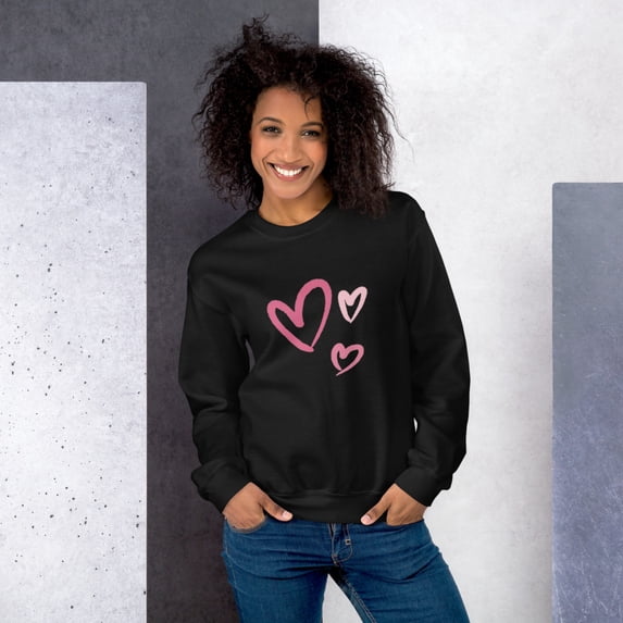 Valentine's Day Hearts Gift Unisex Sweatshirt (Black, S)