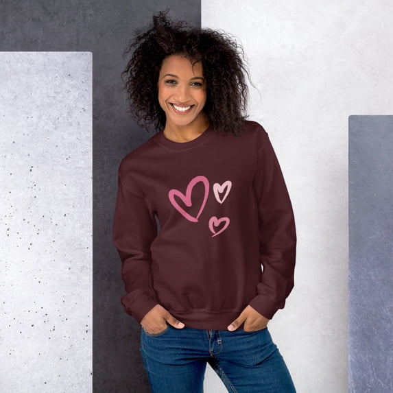 Valentine's Day Hearts Gift Unisex Sweatshirt (Maroon, M)