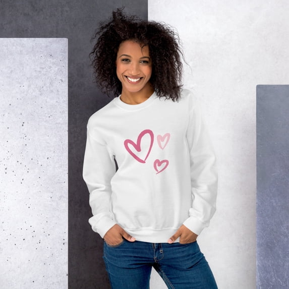 Valentine's Day Hearts Gift Unisex Sweatshirt (White, 3XL)