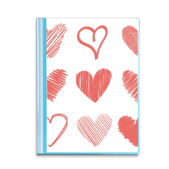 Valentine's Day Hearts Lines Sketch Book Sheet Protectors Portfolio Binder Folder