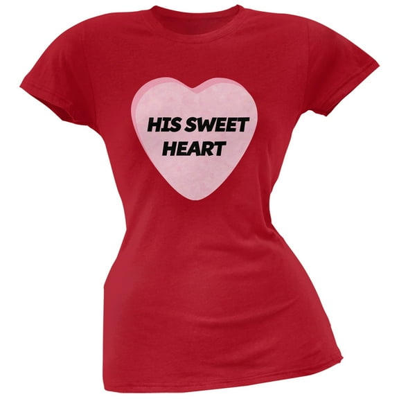 Valentine's Day His Sweetheart Red Soft Junior's T-Shirt - Medium