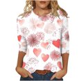thumbnail image 1 of Valentine's Day Holiday T-Shirts for Womens Cute Heart 3/4 Sleeve Tops Fashion Going Out Tee Shirts, 1 of 5