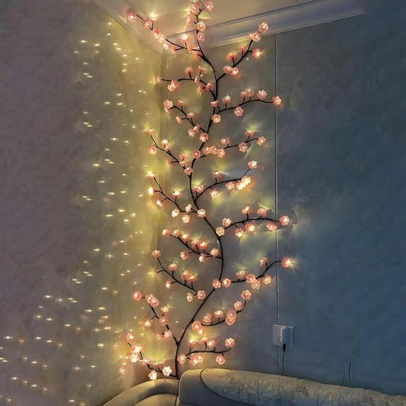Valentine's Day Home Furnishing Decoration Cherry Blossom Tree Light LED Tree Branch Lights Artificial Plants Tree Branches Fairy Lights with Vines Cherry Led Tree Branch Lights