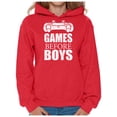 thumbnail image 1 of Valentine's Day Hoodie for Her Games Before Boys Sarcastic Anti Valentine Novelty Women Hooded Sweatshirt Geek Gifts, 1 of 4