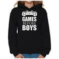 thumbnail image 1 of Valentine's Day Hoodie for Her Games Before Boys Sarcastic Anti Valentine Novelty Women Hooded Sweatshirt Geek Gifts, 1 of 4