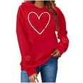 thumbnail image 1 of Valentine's Day Hoodie for Women Red with White Heart Print Cozy Casual Gift for Her S-3XL,Size 3XL, 1 of 9