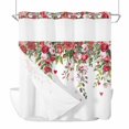 thumbnail image 1 of Valentine's Day No Hooks Shower Curtain with Snap-in Liner Romantic Watercolor Red Pink Roses Floral Leaf Love Heart Shower Curtains for Bathroom, Waterproof, Easy Install, Washable 72"x72", 1 of 9