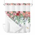thumbnail image 1 of Valentine's Day No Hooks Shower Curtain with Snap-in Liner Spring Watercolor Red Pink Roses Floral Green Eucalyptus Leaf Shower Curtains for Bathroom, Waterproof, Easy Install, Washable 72"x72", 1 of 9