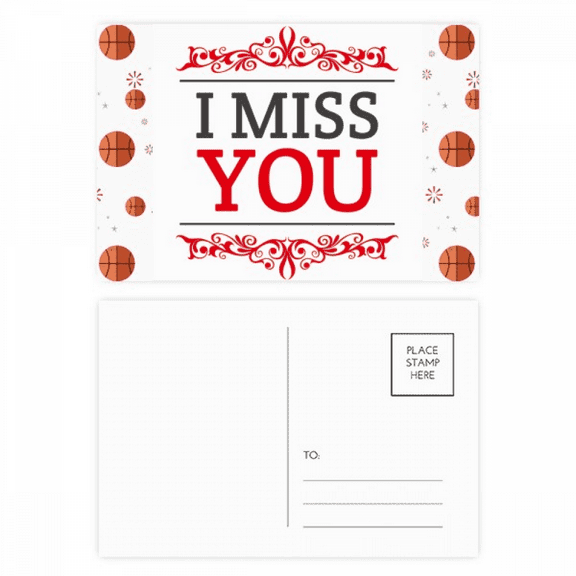 Valentine's Day I Miss You Basketball Postcard Set Thanks Card Mailing Side 20pcs