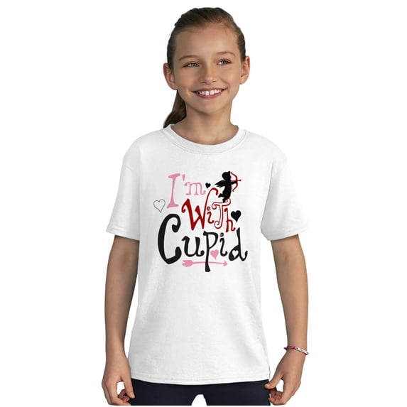 Valentine's Day I'm With Cupid Girls Kids T Shirt Tees Teen Brisco Brands S