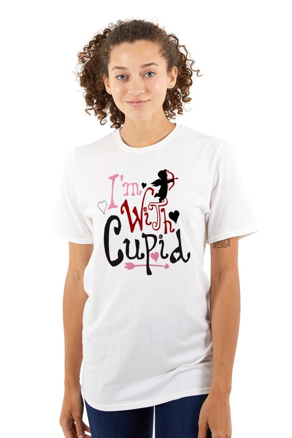 Valentine's Day I'm With Cupid Women's Graphic T Shirt Tees Brisco Brands S