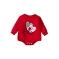 thumbnail image 1 of Valentine's Day Infant Girls Romper Sweatshirts Letter Heart Print Long Sleeve Crew Neck Jumpsuits Autumn Winter Baby Bodysuits, 1 of 8