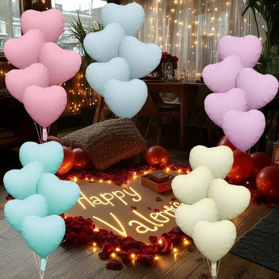 Valentine’s Day Inflatable Birthday Party Scene Decorations Set – 5pcs Colorful Air-Filled Props for Easy Setup Party Background Decor Reusable Balloon Style Decorations for Birthdays Celebrations
