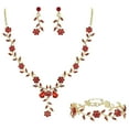thumbnail image 1 of Valentine's Day Jewelry Set, Floral Design, Romantic Gift for Weddings and Dinners, Necklace, Earrings, Bracelet, Gold and Silver Options, Elegant and Eye-Catching Accessories for Any Outfit, 1 of 6