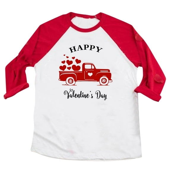 Valentine's Day Kids Baby T Shirt Toddler Girls Boys Letter Heart Print Blouse Oversized Crewneck Tee Tops,Size 12 Months-18 Months Red