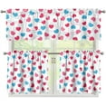 thumbnail image 1 of Valentine''s Day Kitchen Curtains Valance Set of 3 Sweet Love Heart Light Filtering 36 Inch Length Tier and Valance Rod Pocket Blackout Drape Window, 1 of 6