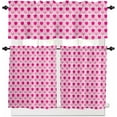 thumbnail image 1 of Valentine''s Day Kitchen Curtains and Valances Set, Rod Pocket Curtains Tier Farmhouse Window Curtains 24 Inch Length, Romantic Pink Loving Heart Plaid 3 Piece Kitchen Curtains Set, 1 of 6