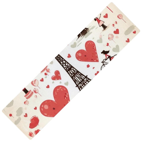 Valentine's Day Kitchen Mat Runner Rug Rubber Mats - Rectangular, 15.7"x59", Washable, , Absorbent