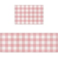 thumbnail image 1 of Valentine's Day Kitchen Rugs and Mats 2 Pieces Pink Buffalo Plaid Runner Rug Sets White Check Soft Kitchen Mats for Floor Absorbent Area Rugs Carpet Non Slip Doormat Home Decor Gifts, 1 of 6