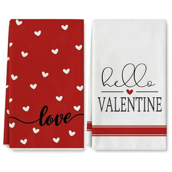 Valentine's Day Kitchen Towels Set of 2, Love Dish 3D Printed Towels(B)