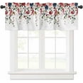 thumbnail image 1 of Valentine''s Day Kitchen Valances Curtains for Windows, Romantic Rose Plant Leaf Printing Valance Rod Pocket Window Curtain, Bathroom Basement Farmhouse Small Window Treatment Curtains 54"W x 18"L, 1 of 6