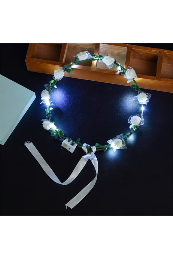 Valentine's Day LED Headband Light Up Heart Hair Hoop with 3 Modes Flashing Red Party Headwear for Women s Christmas clothes(White)
