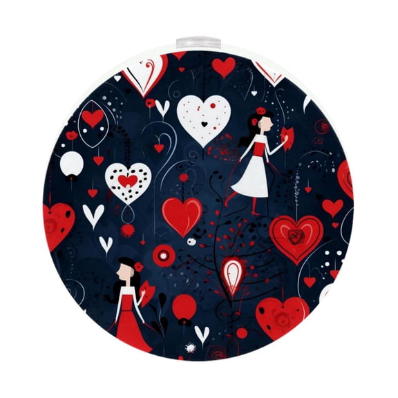 Valentine's Day LED Round Night Light-2PCS: Bright and Energy Efficient Illumination for Any Space | Pack of 2 Small LED Lights | Long-lasting and Versatile Lighting Solution