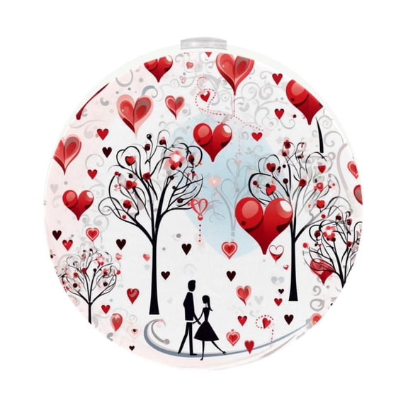 Valentine's Day LED Round Night Light-2PCS, Motion Sensor Plug-in Brightness Adjustable Nightlamp for Bedroom, Bathroom, Hallway - Energy Efficient Plug and Play Nightlight