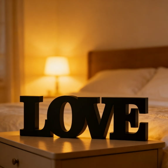 Valentine's Day LOVE Cutout Sign - 11" x 3.9"x0.4" Black Table Decor for Home Party, Wedding, Anniversary & Romantic Tabletop Decoration