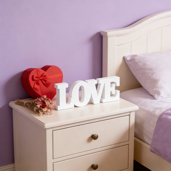 Valentine's Day LOVE Cutout Sign - 11" x 3.9"x0.4" White Table Decor for Home Party, Wedding, Anniversary & Romantic Tabletop Decoration