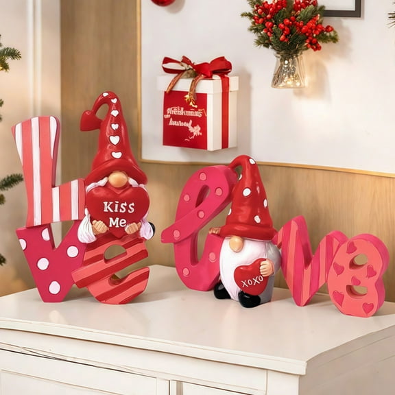 Valentine's Day LOVE Desktop Decor - Romantic Qixi Festival Tabletop Ornament, Cute Heart-Themed Home & Office Accent, Thoughtful Lover's Holiday Gift, Durable Resin Festive Decoration, B