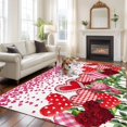 thumbnail image 1 of Valentine's Day Large Area Rugs 8x10 ft Pink Love Heart Red Rose Flower Green Leaf Washable Rug Non Slip Indoor Carpet Absorbent Floor Mat for Living Room Bedroom Dining Room, 1 of 9