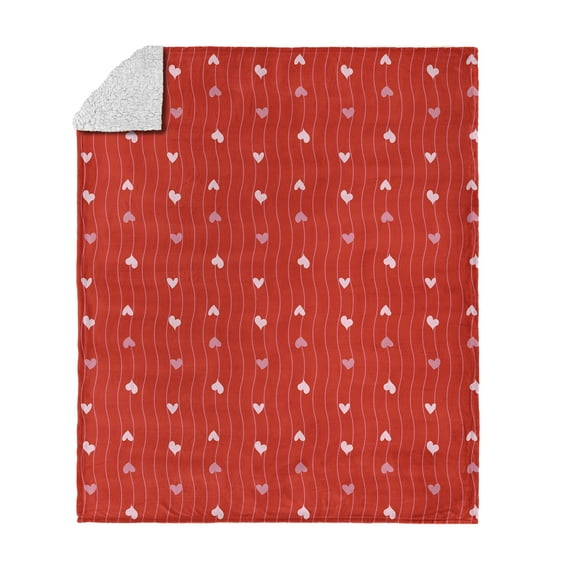 Valentine's Day Line Hearts Silk Touch Sherpa Throw Blanket 50x60 Inches