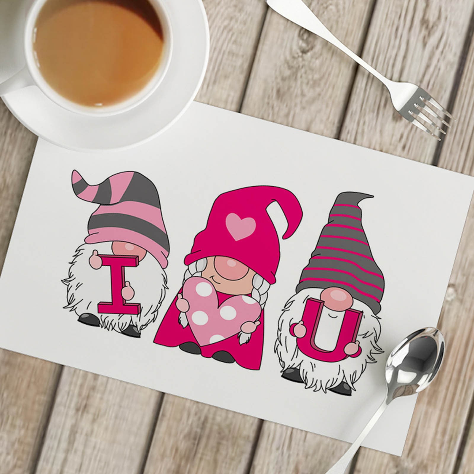 Valentine's Day Linen Placemat Insulated Table Mat Household Napkins