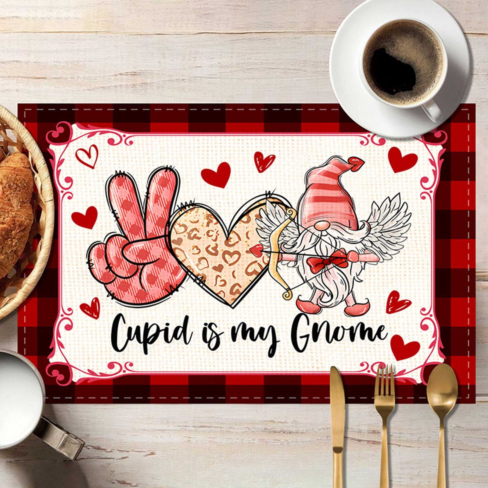 Valentine's Day Linen Printed Placemat Festival Love Western Restaurant