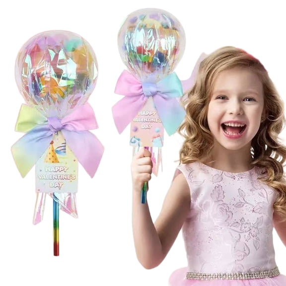 Valentine's Day Lollipop Box Kit, 24PCS DIY Candy Card Craft Set for Classroom