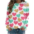 thumbnail image 1 of Valentine's Day Long Sleeve Shirts for Women Trendy Sequin Heart Print Crew Neck Casual Sweatshirts Casual Tunic Tops(Pink,S), 1 of 4
