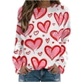 thumbnail image 1 of Valentine's Day Long Sleeve Shirts for Women Trendy Sequin Heart Print Crew Neck Casual Sweatshirts Casual Tunic Tops(Pink,XL), 1 of 4