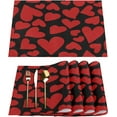 thumbnail image 1 of Valentine''s Day Lov Placemats Set of 6 Fabric Placemats Square Placemat for Kitchen Table Heat Resistant, Easy to Clean Table Placemats 12x18 Inch, 1 of 5