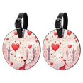 thumbnail image 1 of Valentine's Day Love 2Pcs PU Leather Round Luggage Tags with Privacy Cover and Name ID Tag for Suitcase, Handbags, Backpacks, School Bags, 1 of 6