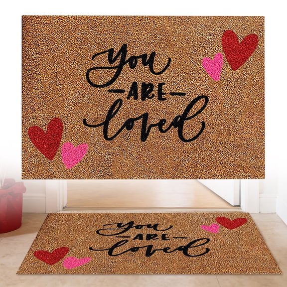 Valentine's Day Love Carpet Waterproof Outdoor Patio Rug Home Decor Rugs Modern Area Rug Non Slip Washable Rugs Washable Rug Home Bathroom Decor Rug 23.62x15.75 Inch (1Pcs)