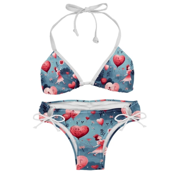 Valentine's Day Love Detachable Sponge, Adjustable Strap, Bikini Set Two-Pack Swim Suit – Beach, Pool, Vacation
