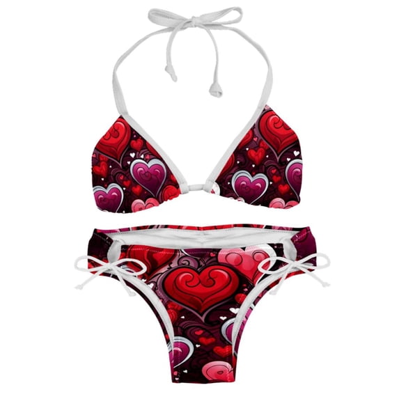 Valentine's Day Love Detachable Sponge Adjustable Strap Bikini Set Two-Pack Swim Suits for WomenToolStrip with applicable scenes
