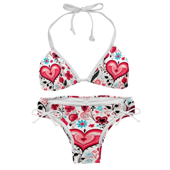 Valentine's Day Love Detachable Sponge Adjustable Strap Bikini Set Two-Pack - Versatile Swim Suit for All Scenes