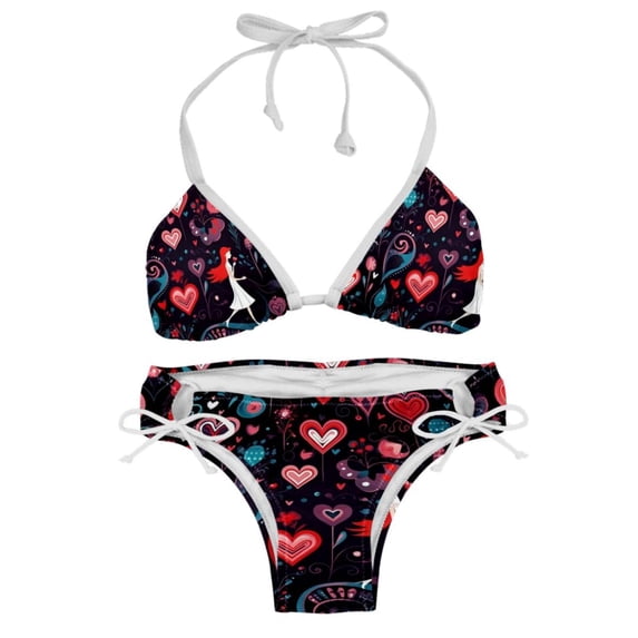 Valentine's Day Love Detachable Sponge Adjustable Strap Bikini Set Two-Pack for Various Scenes