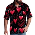 thumbnail image 1 of Valentine's Day Love ECG Men's Button Down Spread Collar Casual Printed Short Sleeve Summer Beach Unisex Shirts, 1 of 6