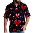 thumbnail image 1 of Valentine's Day Love ECG Men's Button Down Spread Collar Casual Printed Short Sleeve Summer Beach Unisex Shirts, 1 of 6