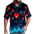 thumbnail image 1 of Valentine's Day Love ECG Men's Hawaiian Button Down Short Sleeve Casual Printed Summer Beach Unisex Shirt, 1 of 6